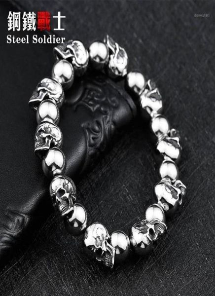 

bangle steel soldier stainless men personality jewerly arrival 2021 punk fashion skull bracelet15487827, Black