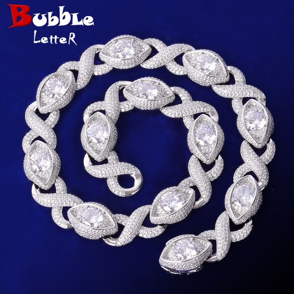 

pendant necklaces bubble letter iced out choker shape 8 eye cuban chain for men prong setting necklace hip hop jewelry 230506, Silver