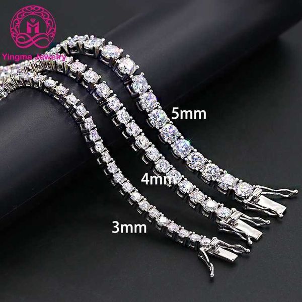 

trendy moissnaite jewelry 925 sterling silver moissanite diamond bracelet 3mm 4mm 5mm moissanite tennis bracelet for men women, Golden;silver