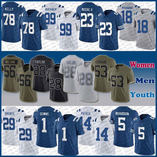 

5 anthony richardson jonathan taylor football jersey custom men women kids darius leonard quenton nelson juju brents josh downs gardner mins, Black;red