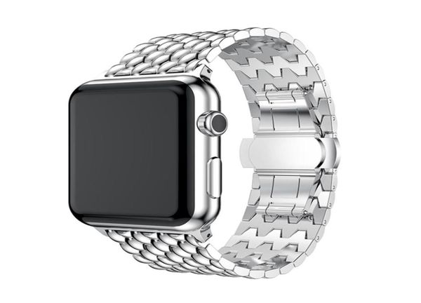 

stainless steel butterfly buckle band for apple watch 38mm 40mm 42mm 44mm watchband for apple iwatch series 4 3 2 1 strap bracelet4567843, Black;brown
