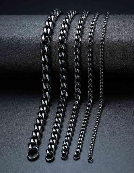 

3611mm stainls steel cuban bracelet men039s fashion trend student hip hop jewelry br7551161172, Black