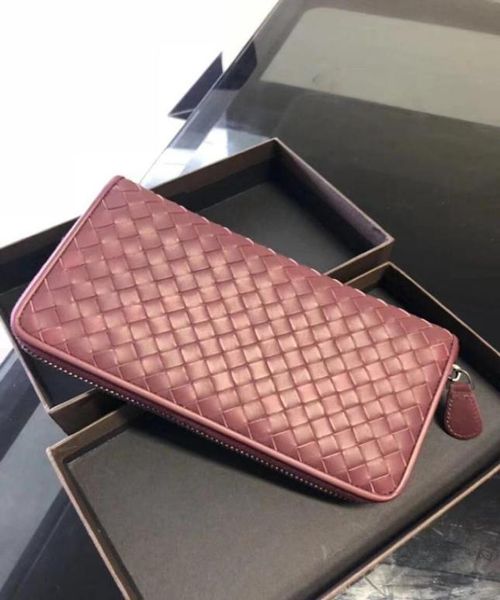 

wallet classic style wallet stylish and casual style solid color leather wallet zipper wallet handwoven wallet1800954, Red;black