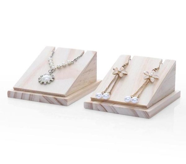 

jewelry pouches bags solid wood rack pendant earrings necklace storage counter display1616465, Pink;blue