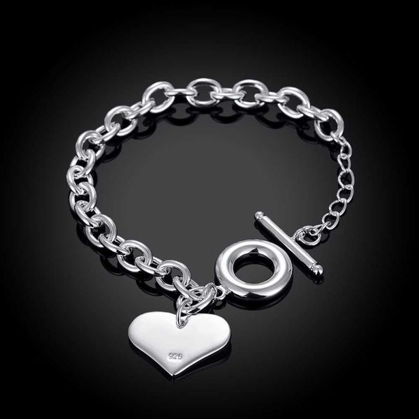 

charm bracelets 925 sterling silver heart bracelets for women wedding souvenir luxury jewelry christmas items aa230506, Golden;silver