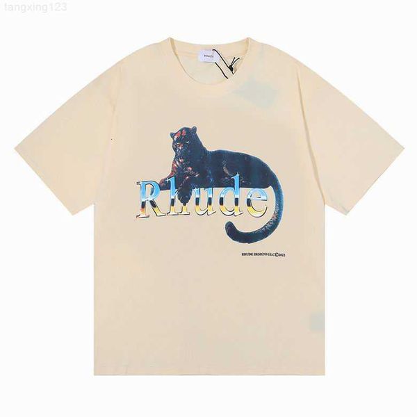 

high street washed do old vintage rhude t-shirts men women summer casual oversize cowboy printed rhude t shirt tees c0325, White;black