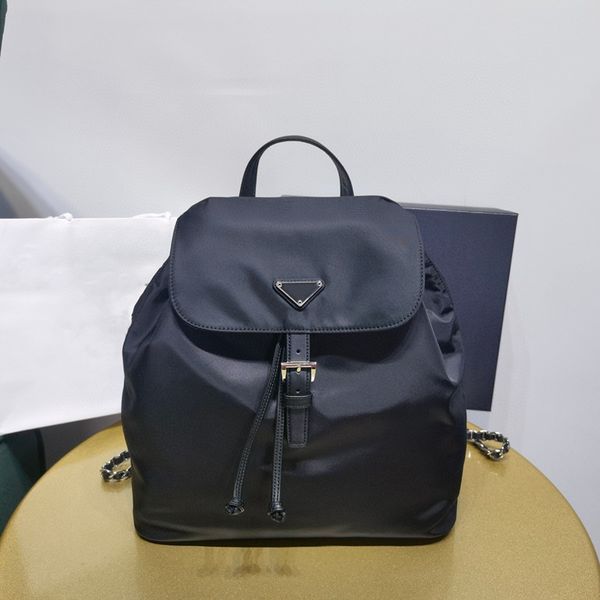 

10a quality p re-nylon exterior backpacks fashion designer luxury camping bag saffiano leather school bag drawstring closure prad universal, Black;red