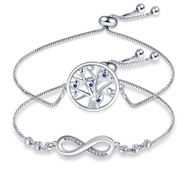 

charm bracelets fashion 925 silver tree of life pendant bracelets for women sparkling zircon infinity symbol bracelet valentine's day j, Golden;silver