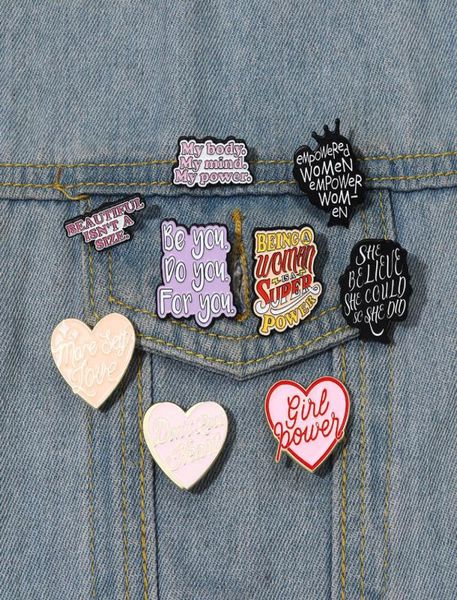 

girl power enamel pins custom don039t lose heart more self love brooches lapel badges feminism jewelry gift for women friends1562714, Blue