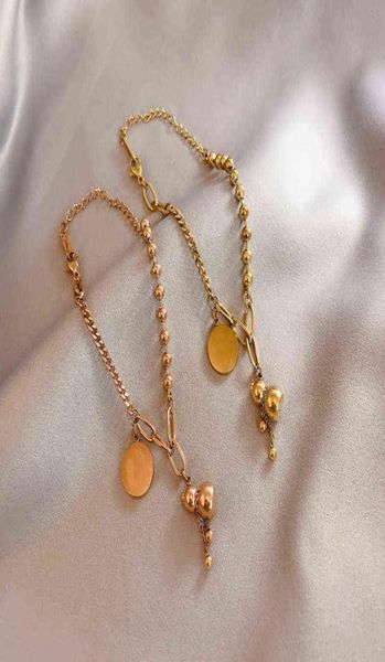 

national style small gourd bracelet court style hip hop bracelet 18k rose gold 14k light gold titanium steel1390210, Golden;silver