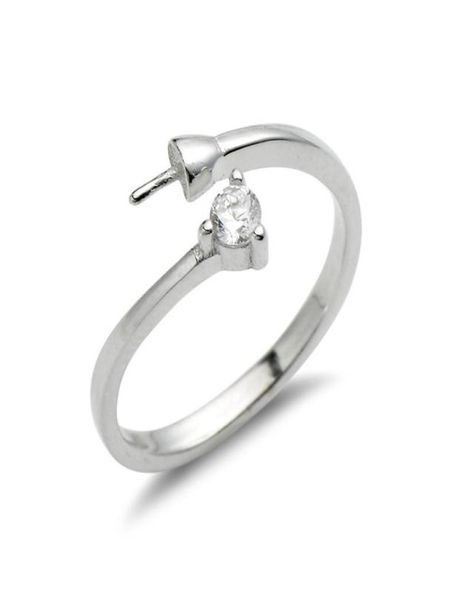 

simple ring design jewelry findings zircon 925 sterling silver pearls diy making ring mount 5 pieces1826081, Slivery;crystal