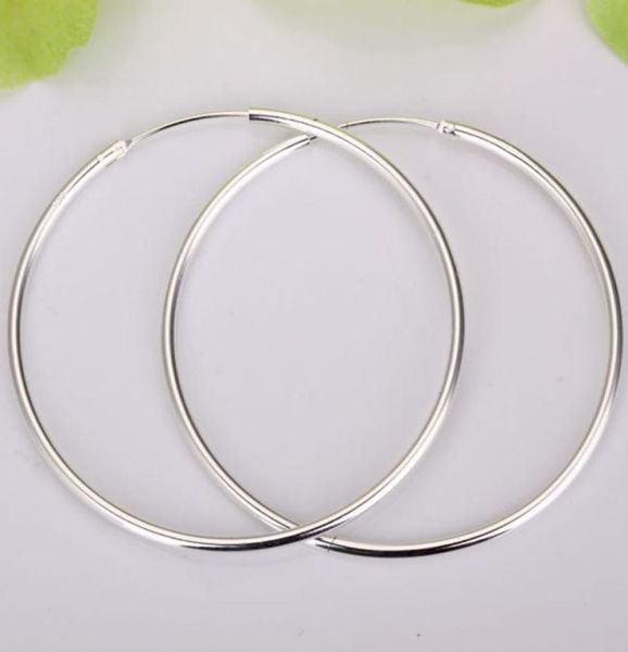

whole 925 sterling silver simple big circle earrings925 silver 50mm round hoop earrings jewelry925 womens jewelry2968931, Golden;silver