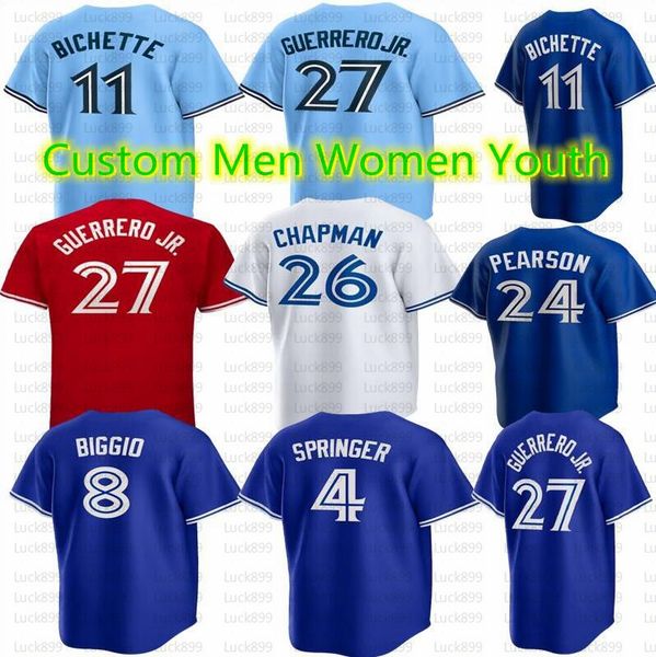 

2023 custom vladimir guerrero jr. baseball jersey bo bichette alejandro kirk matt chapman george springer drury hernandez gurriel jr. jersey, Blue;black