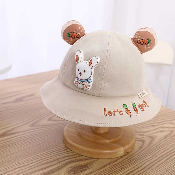 

stingy brim hats spring new outdoor cute rabbit summer baby panama bucket hat cartoon ears newborn beach kids boys girls sun bonnet fisherma, Blue;gray