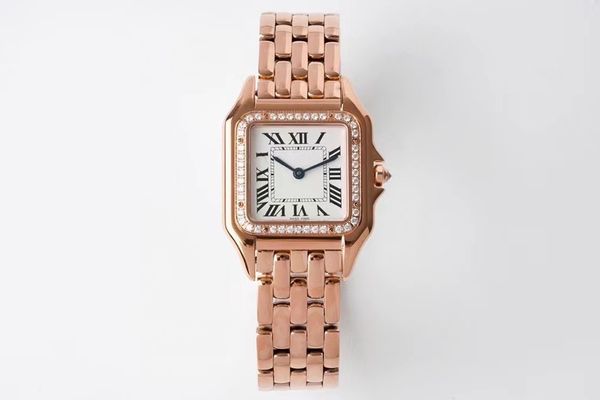 

diamond womens designer watches gold watch luxury quartz movement montre stainless steel 22 27mm meters waterproof women montre pantherf wri, Slivery;brown