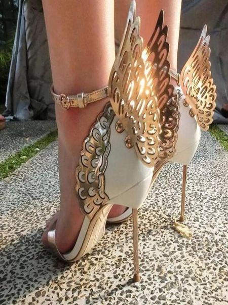 

sophia webster evangeline angelwing high heel sandal butterfly rhinestone studded leather sandals dress party wedding summer shoe2948567, Black