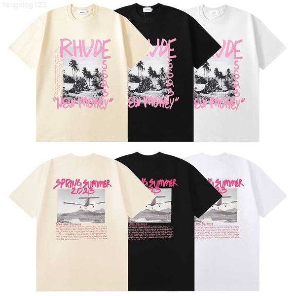 

rhude designer mens t shirt 100 cotton short sleeve fashion men women t-shirts bear printing tees us size s-xxl, White;black