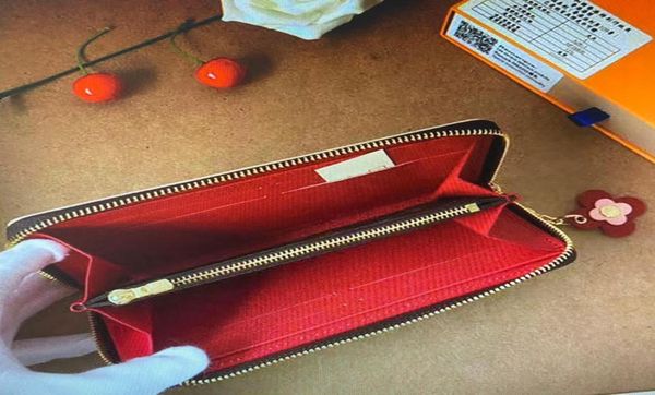 

m68314 clemence zippy wallet monograms blooming brown flower credit card holder women long zipper wallets floral ornaments zip pur6613219, Red;black