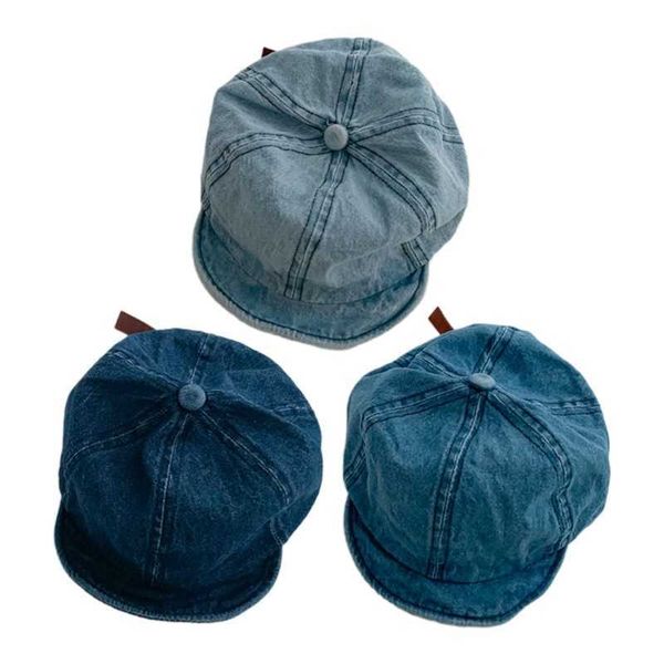 

ball caps infant hat baby denim baseball hat adjustable bonnet floppy cap soft brim denim blue fisherman hat for child 24y j230504, Blue;gray