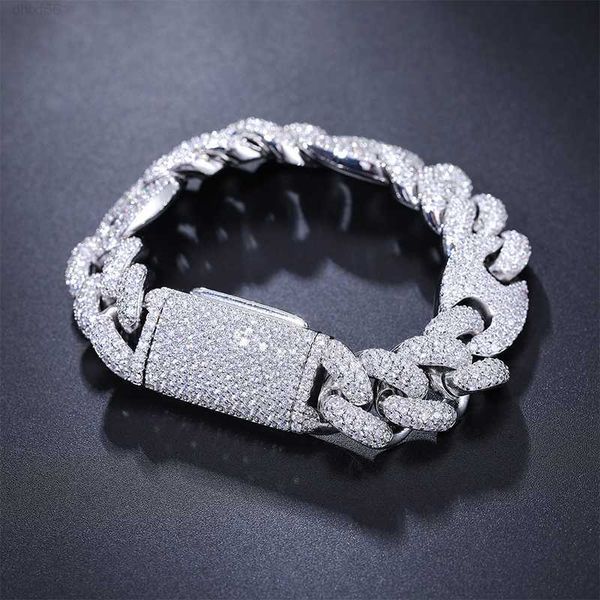 

luxury rock style hiphop jewelry 18mm 925 sterling silver pass diamond test vvs moissanite iced out cuban link bracelet for men
