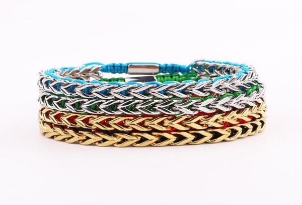 

design stainless steel chain handmade cord braided macrame bracelet men jewelry gift beaded strands9438672, Black