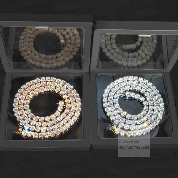 

selling 2mm 3mm 4mm 5mm 6.5mm bracelet necklace vvs moissanite diamond jewelry 925 silver tennis chain
