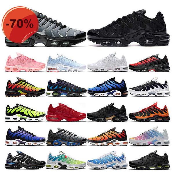 

sandals with box 2022 airmaxs tn plus air running shoes mens black white volt glow hyper pastel blue oreo women breathable sneaker trainer o