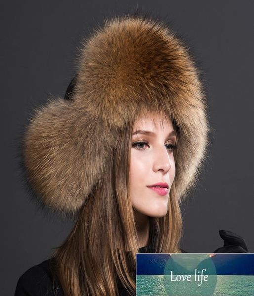

winter warm ladies 100 real raccoon fur hat russian real fur bomber hat with ear flaps for women factory expert design qual7076323, Blue;gray