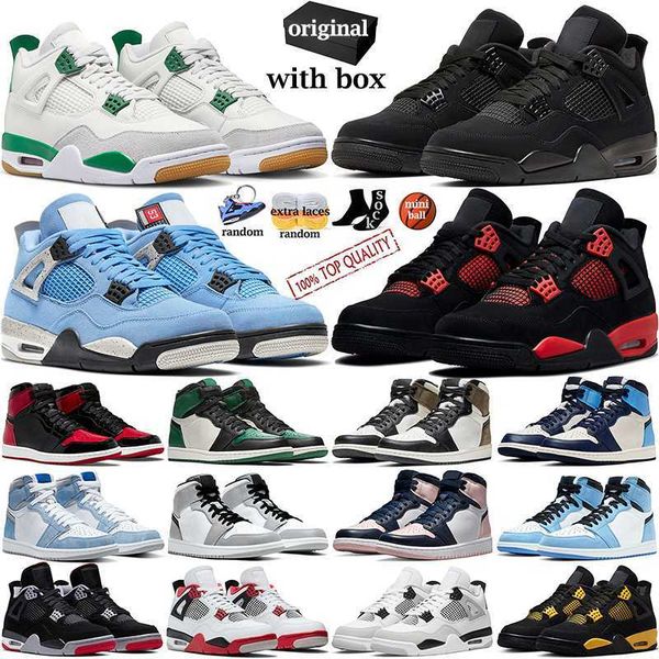 

og with box 4 basketball shoes for men women 4s pine green military black cat red thunder sail university blue white oreo lose and find bred