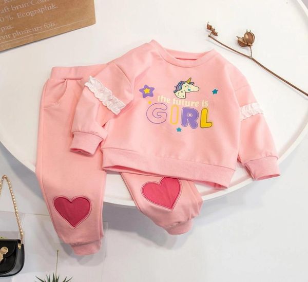 

2023 real roupas infantis children039s garment spring and autumn new girl pure cotton printing threepiece child suit 04y8767137, White