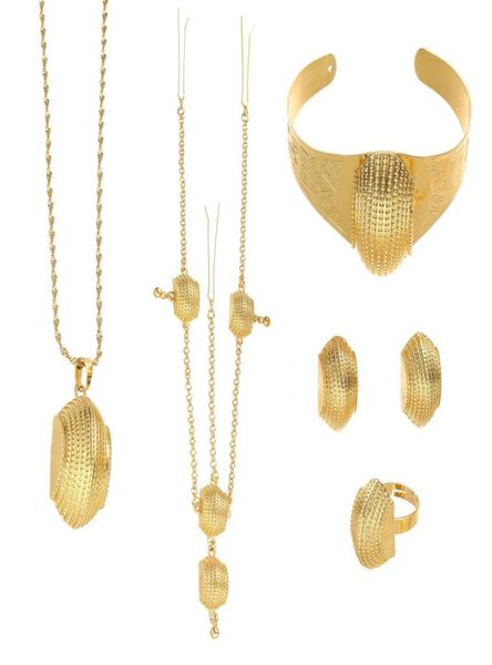 

5pcs gold silver african bridal wedding jewelry sets ethiopian eritrean necklaces earrings ring for women6802185, Slivery;golden