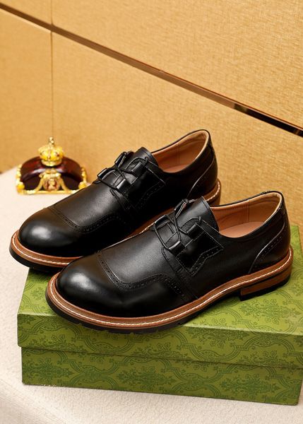 

2023 mens dress shoes fashion genuine leather mens business office work formal shoes brand designer party wedding flats size 38-45, Black