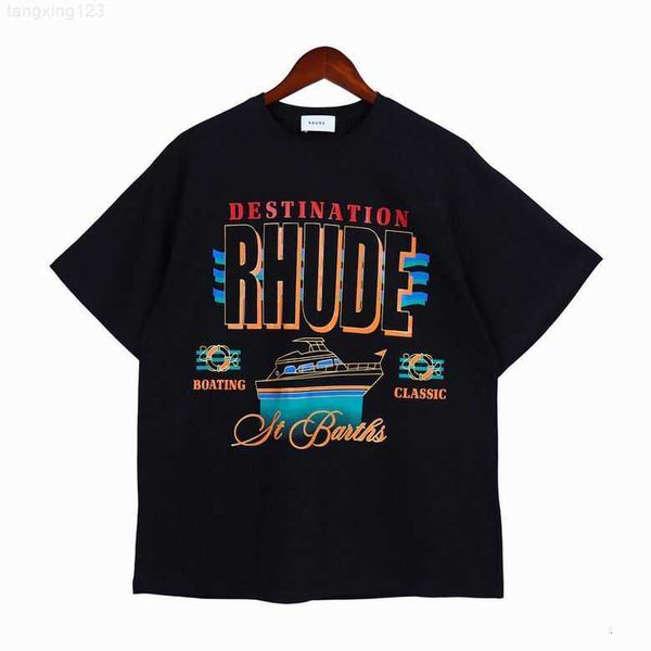 

rhude mens t shirts fashion summer t-shirt designer casual cotton luxurys clothing street shorts sleeves clothes high-quality version tees, White;black