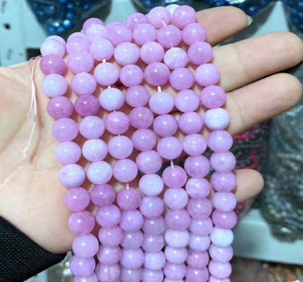 

whole 6810mm light pink jade round gemstone loose beads 15039039 aaa5630079, Green;white