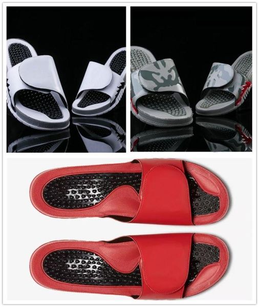 

new men 5 v hydro slide dark stucco camo hook loop slipper good quality red white camouflage rubber sandals summer mens slipper9021162, Black