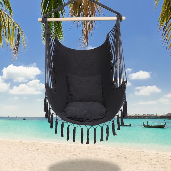 

outdoor portable terylene tassel hammock swing camping sleep tree hammock