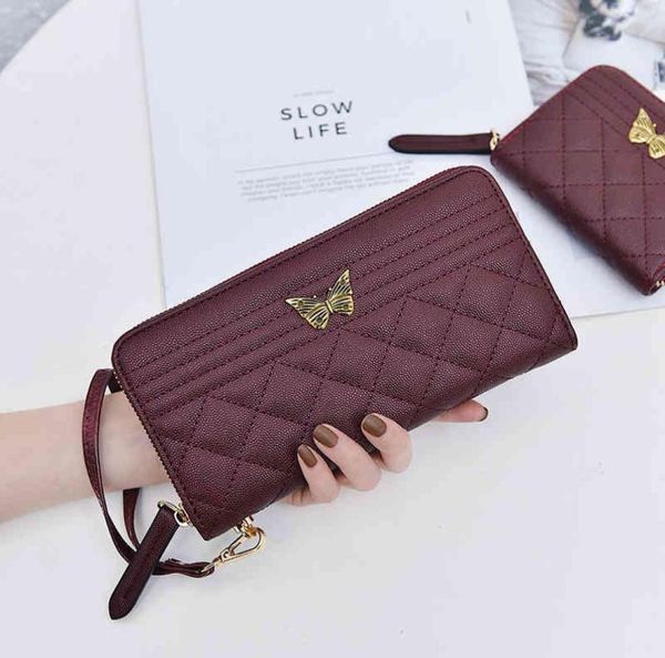 

2019 women039s europe and the united states retro wild wallet fashion card package rhombic embroidery line zipper walle6426490, Black