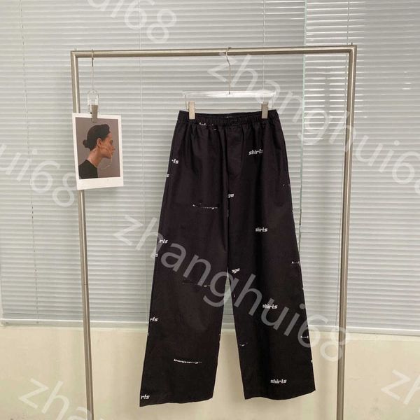 

23ss womens pants womens designer clothing full letter logo printed casual elastic waist wide leg pants women clothing, Black;white
