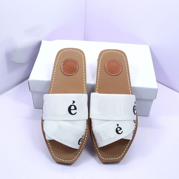 

slippers summer rubber sandals beach woody flat mule linen white black slide fashion scuffs slippers indoor canvas designer shoes 03