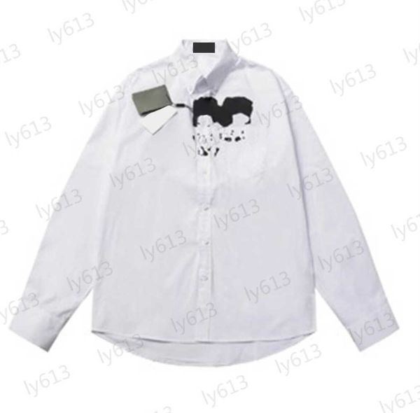 

white mens designer spring summer fashion leisure luxury classic brand double b graffiti printed cotton long sleeve polo neck shirt male cl, White;black