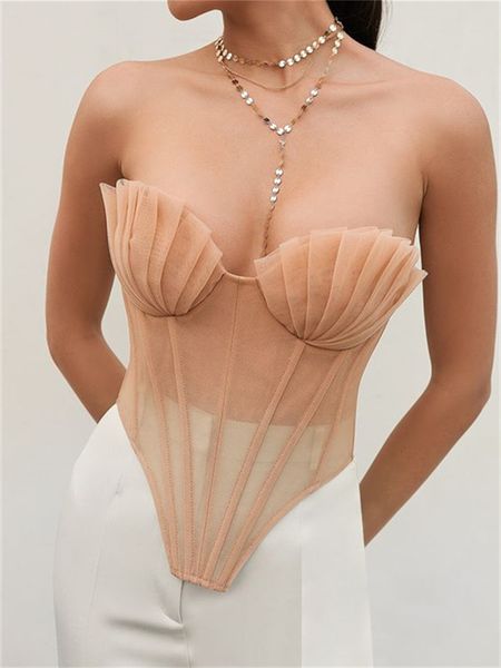 

camisoles tanks women vintage corset summer mesh sheer boned bustier crop 90s y2k fairycore tube clubwear 230508, Black;white