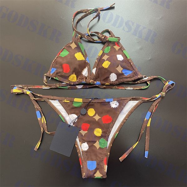 

colorful logo bikini womens swimsuit letter jacquard swimwear for women fashion triangle swim wear, White;black