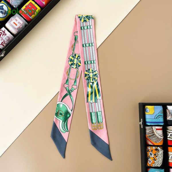 

hemres designer cravat jumping premium long silk twill scarf binding bag ribbon wrapping handle bevel strap h b8no, Black;purple