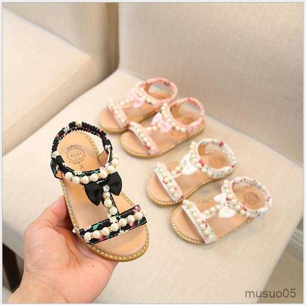 

sandals new fashion kids sandals summer children's sandal girls open toe beaded princess shoes non-slip baby shoes, Black;red