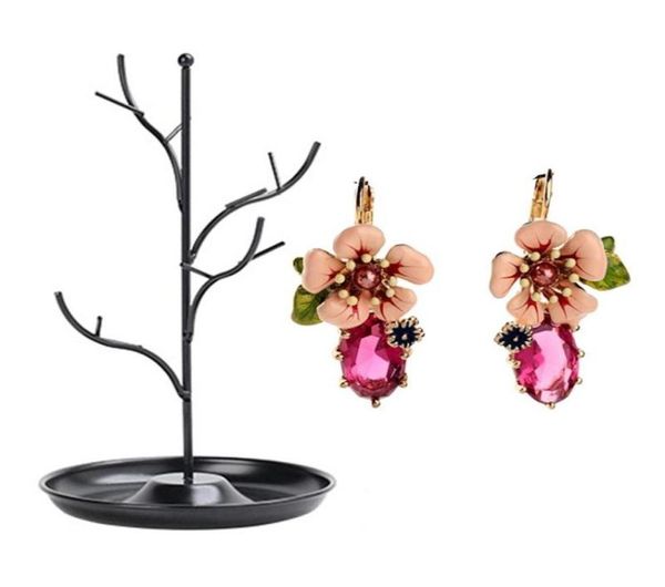 

jewelry pouches bags display stand rack tree black high sense of niche earrings temperament wild enamel glaze4798276, Pink;blue