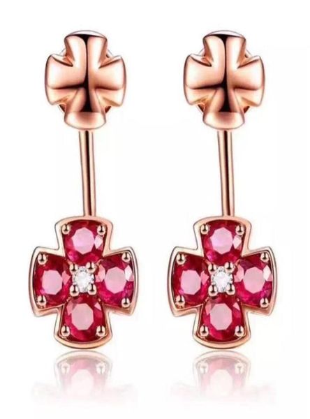 

stud natural real ruby flower earring per jewelry 015ct8pcs gemstone 925 sterling silver fine t291013376902, Golden;silver