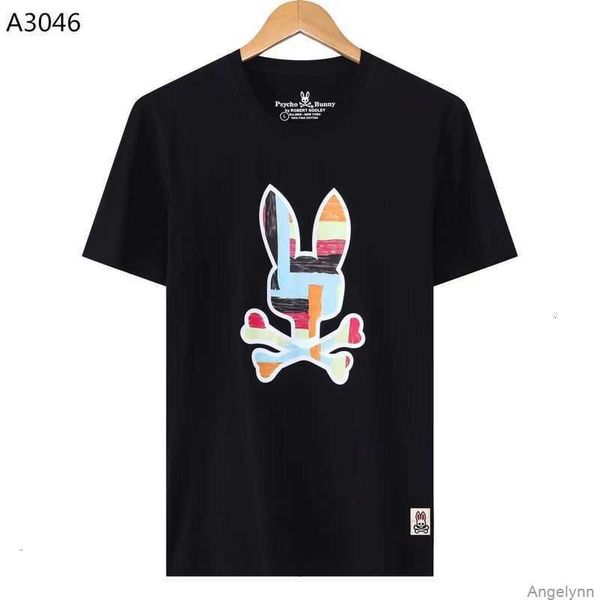 

2023 spring/summer new p/b skeleton rabbit short sleeve printed pattern trendy brand t-shirt with pure cotton embroidery kytl, White;black