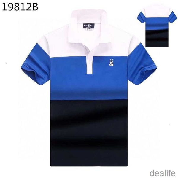 

psycho bunny polo shirt t 2023 summer and autumn new skull rabbit embroidery splice tri color pearl cotton trendy brand tees g0r4, White;black