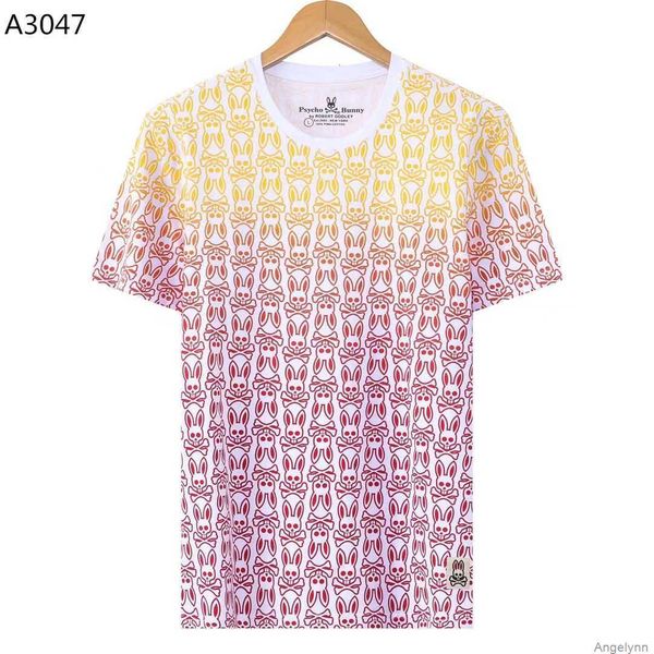 

2023 spring/summer new psycho bunny skeleton rabbit full short sleeve t shirt printed pattern fashion brand t-shirt pure cotton embroidery u, White;black