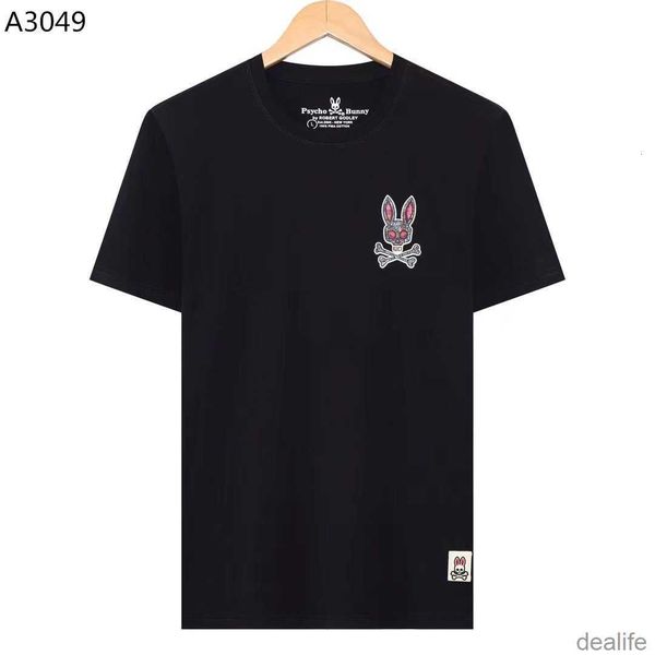 

psycho bunny t shirt spring and summer skull rabbit full paste printed round neck casual short-sleeved t-shirt fashion brand pure cotton men, White;black